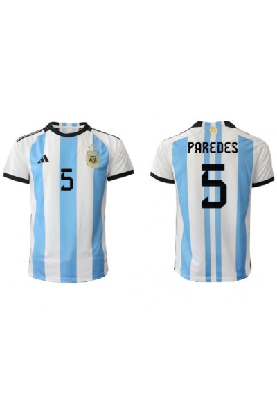 Argentiina Leandro Paredes #5 Jalkapallovaatteet Kotipaita MM-kisat 2022 Lyhythihainen